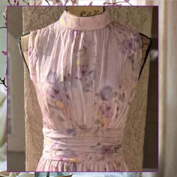 READY FEB Lulus Happily Sweet Floral Ruffle Midi-Dress Size S - Picture 3 of 9